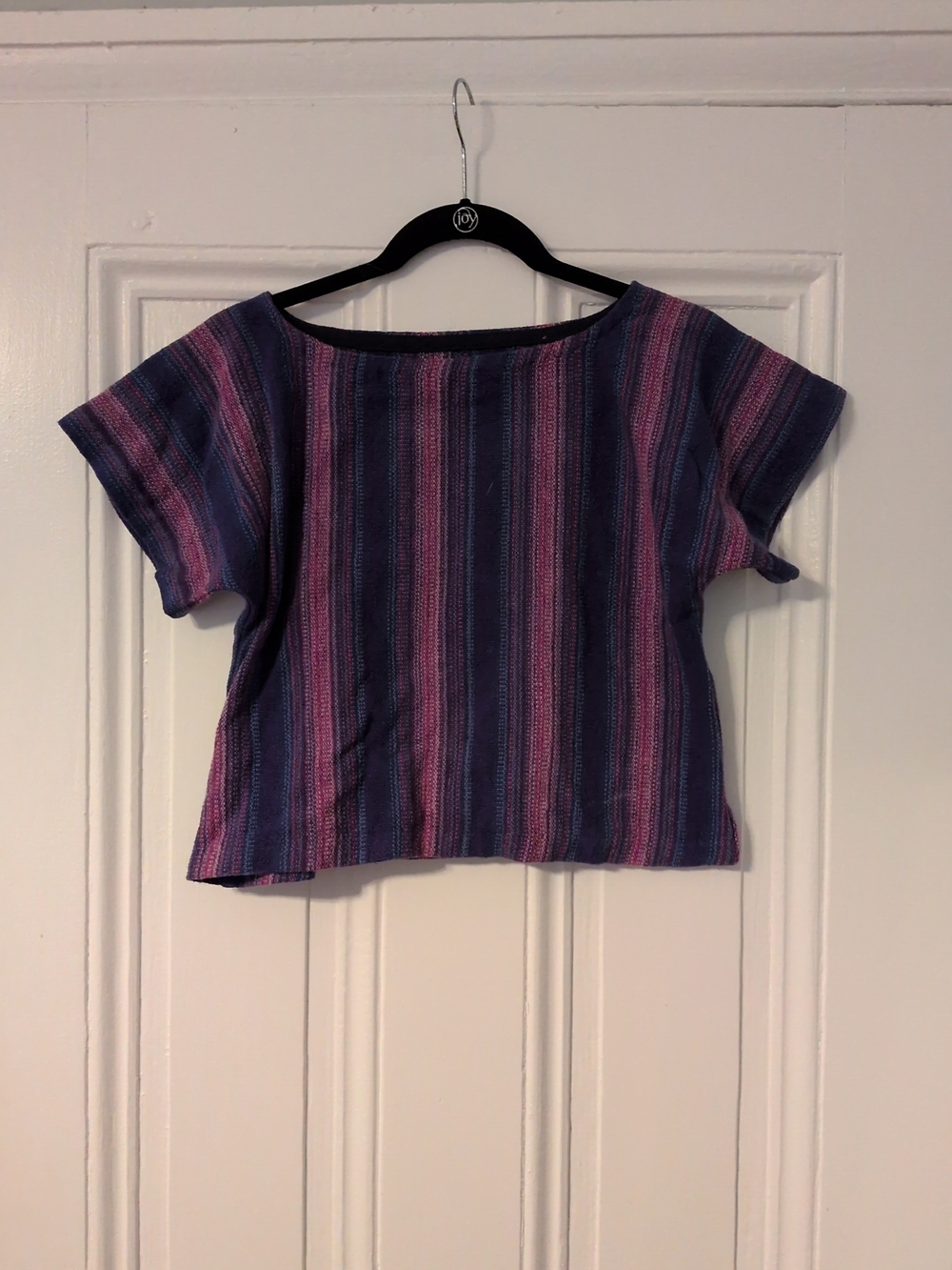 Striped Purple & Pink Short-Sleeve Crop Top